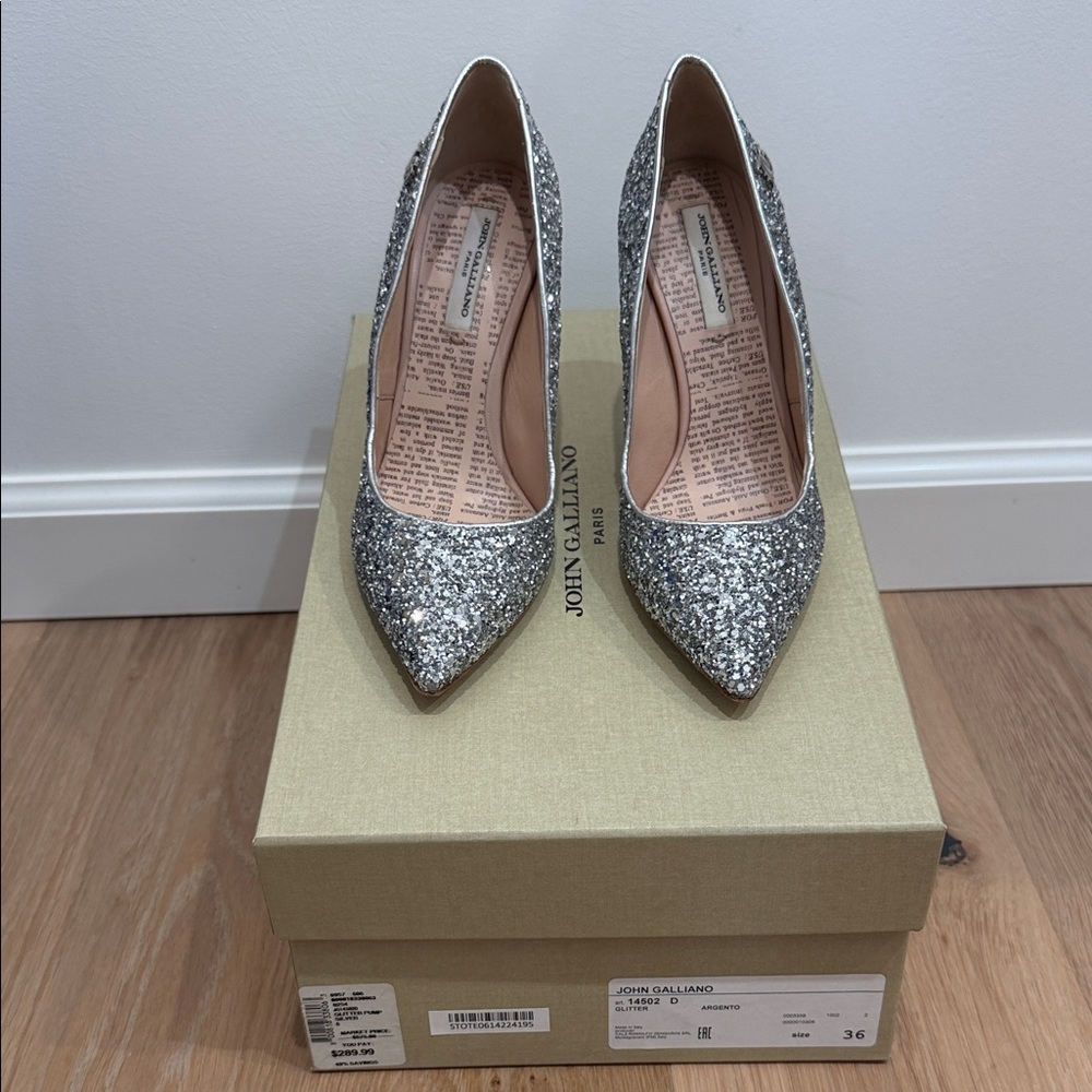 John Galliano Sparkling Silver Pumps